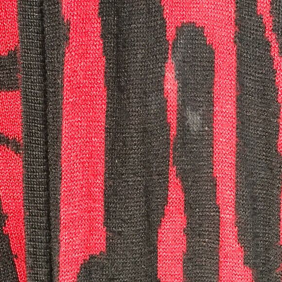 Variations Womens Size Medium Open Front Red Black Light Knit Cardigan Sweater - Picture 5 of 14